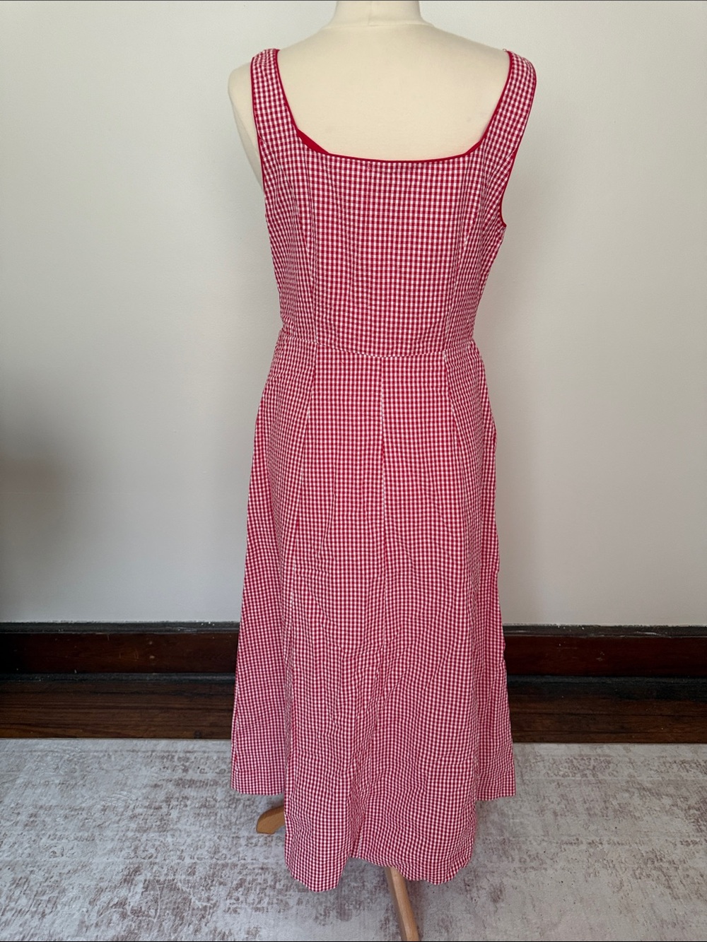 Rachel Zoe Red Gingham Midi Dress with Front Button Detail - Picture 4 of 7